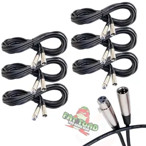 XLR Microphone Cables (6 Pack) by FAT TOAD | 20ft Pro Audio Mic Cord Patch Extension with Lo-Z Connector | 24 AWG Shielded Wire & Balanced for Recording Studio Mixer, Speakers or Live Sound Stage Gear