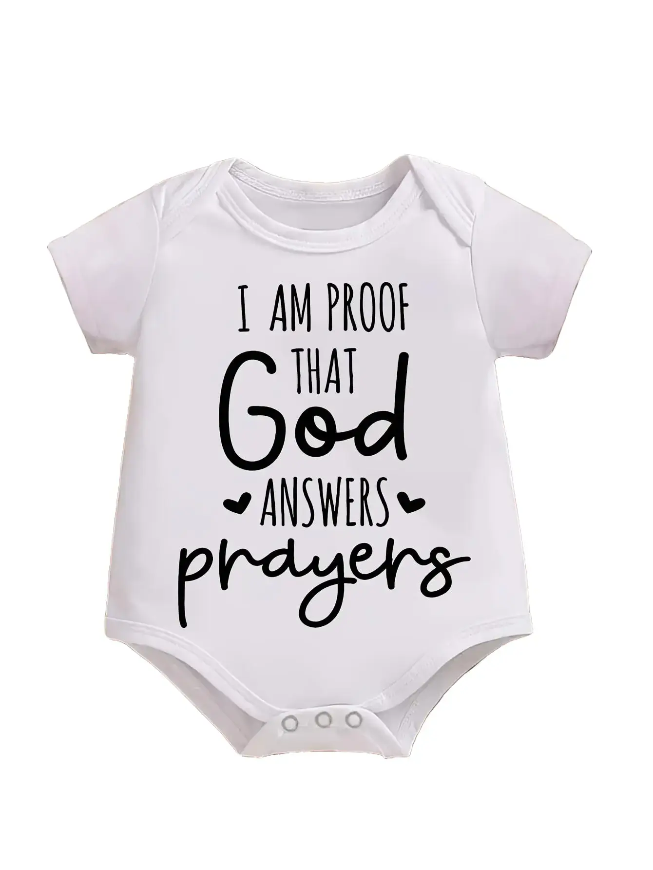 Christian "I Am Proof That God Answers Prayers" Fitted Crew Neck Letters Newborn-Girls Bodysuit - Baby Clothes Girl, 12-18m, Breathable Fabric, Snap Buttons, Holiday Religious Infant Shower Gift