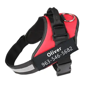 Personalized Dog Harness with Custom Name Patches, No Choke, Reflective, Adjustable, Soft Padded Dog Vest Harness with Easy Control Handle for Large Dogs