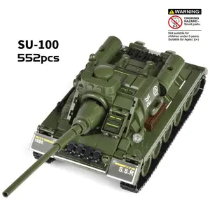Su-100 Tank Destroyer Building Set, Track Vehicle, Elevating Gun Barrel, Military Assembly Toy, Abs Plastic, Creative Model Toy, Boy Gift, Building Block Sets, Creative Building Blocks, Diy Building Model