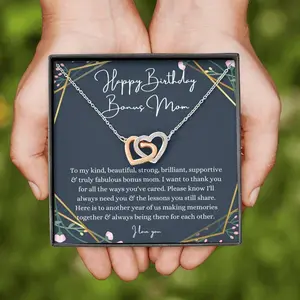 Personalized Interlocking Hearts, Stepmom Birthday Gift From stepdaughter/stepson, Sentimental Gifts For Bonus Mom Birthday, Stepmother Birthday Gift