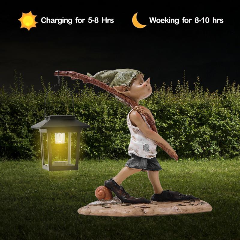 Wandering Elf Statue With Solar Powered Photosensitive Lamp,Outdoor Garden and Courtyard Decorations,Ideal Gifts for Women, Mom or Birthdays, Beautifully Crafted Outdoor & Home Decor to Wow Your Guests