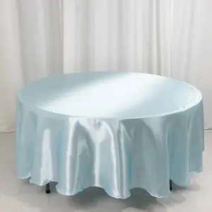Satin Round Tablecloth 108" Light Blue - Smooth & Durable Table Cover