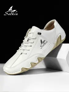 Men's Handmade Low Top Casual Shoes, Simple Fashion Comfortable Loafers, Suitable for All Seasons Driving Office Walking