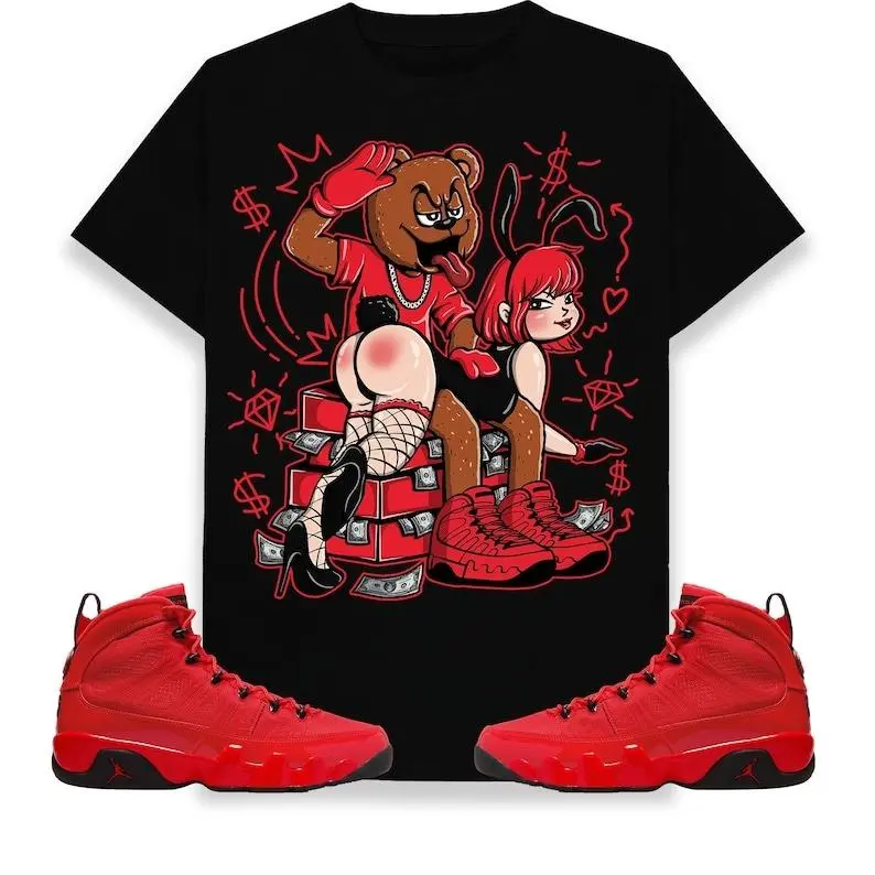 Bad Bear Unisex Shirt Match Jordan 9 Retro Chile Red