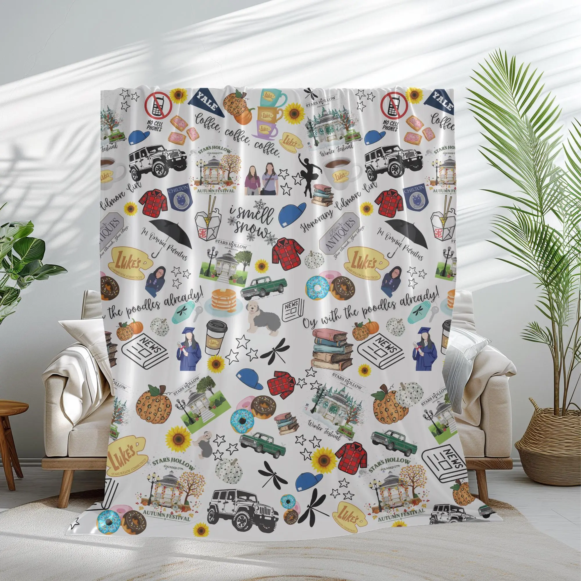 Pop Culture Fleece Blanket Stars Hollow Throw Lukes Diner Lorelai Cozy Tv Show Fan Gift