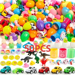 50 Preassembled Easter Eggs, Party Favors for Boys and Girls, Kids Educational Toys, Classroom Prizes, Treasure Hunt, Outdoor Games