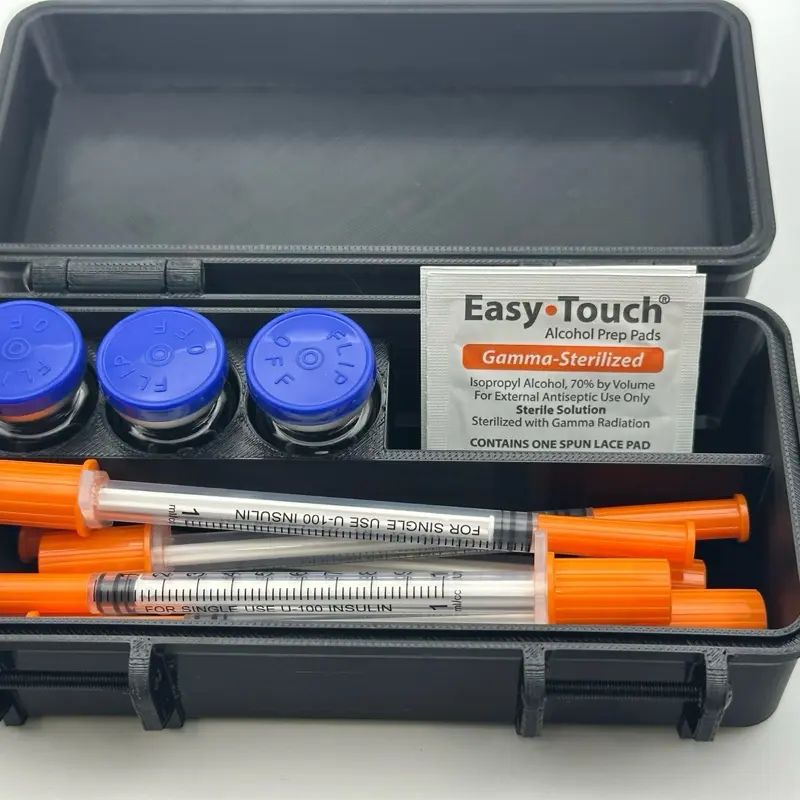 Peptide Small Storage Case - 5ml - 10ml Vials, Alcohol Wipes, and Syringes - In Tall (10ml Version) and Standard (5-8ml Version) - Compact Size Organiser Temperature Regulation