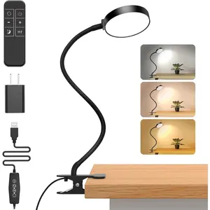 Eye-Caring LED Desk Lamp with 360° Flexible Gooseneck, Metal-Silicone Construction, USB Clamp, Remote Control, Timer Function, Nightlight for Study, Reading (Beauty & Personal Care Makeup Tool)