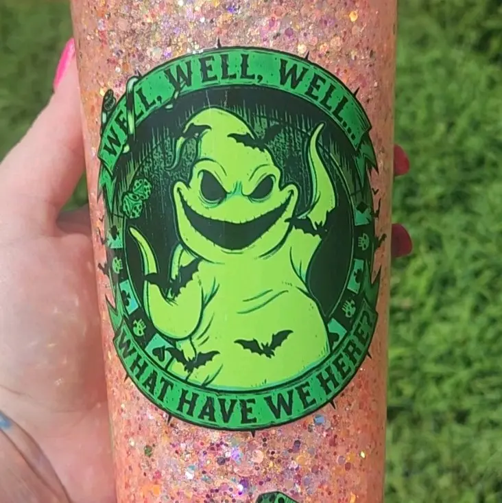 24 Oz Oogie Boogie Glow in The Dark Acrylic Snowglobe Tumbler