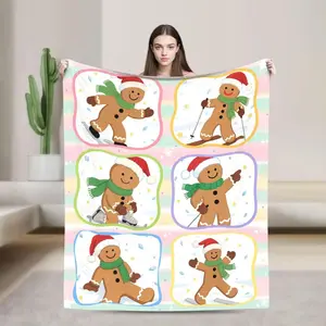 Gingerbread Man Cookies Blanket Boho Christmas Home Decor Neutral Gingerbread Holiday Hot Cocoa Decor Christmas Gift Ideas for Family Friend