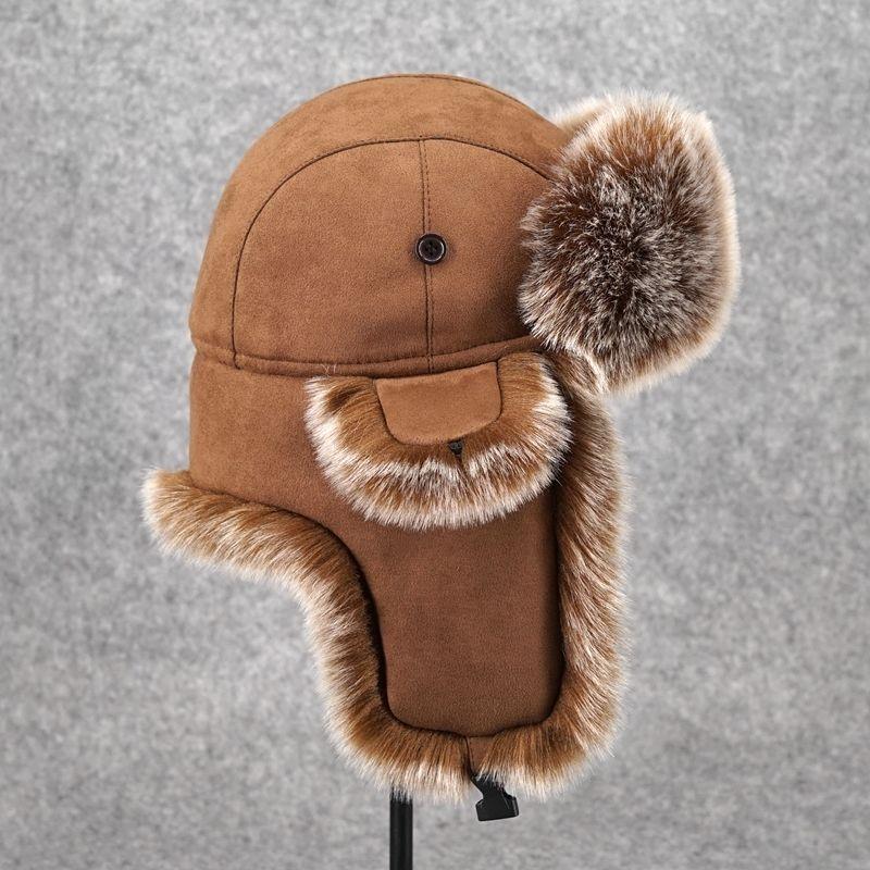 Men's Winter Ushanka Earflap Trooper Hat Aviator Windproof Hat Faux Fur Warm Hat Ski Beanies Cap Berets Skull caps