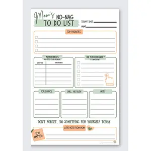 No-Nag To-Do List 50 Tear-Off 6"x9" Sheet Pad, Perfect for Tweens and Teens, Organizer Scheduler Daily Planner Productivity Tracker for Organizing Goals Notepad