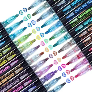 Glitter Markers Outline Glitter Pens: 24 Shimmer Metallic Tween Teen Girl Gifts Trendy Stuff 4-16 Year Old,Arts Crafts Kids Ages 8-12,Art Supplies Kids 6-8 9-12 10-12,Cute Cool Fun Crafts Girls 8-12