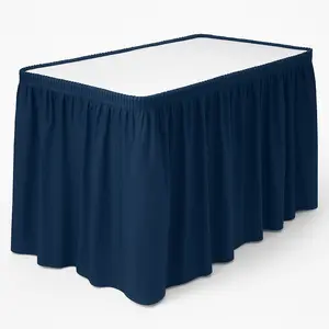 True Navy Plastic Table Skirt - 168" x 29"