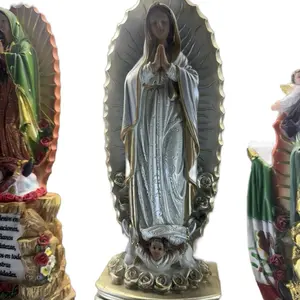 Virgen Mary White and Gold Statue - Detailed Design 12 Mich