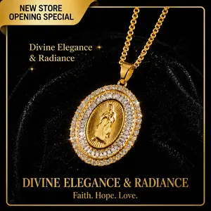 【AMKMAX】Divine Protection Elegance Virgin Mary Pendant Necklace 14K Gold Plated & 5A Zirconia Timeless Symbol of Faith & Grace The Perfect Gift  Religious Jewelry Gift for Her