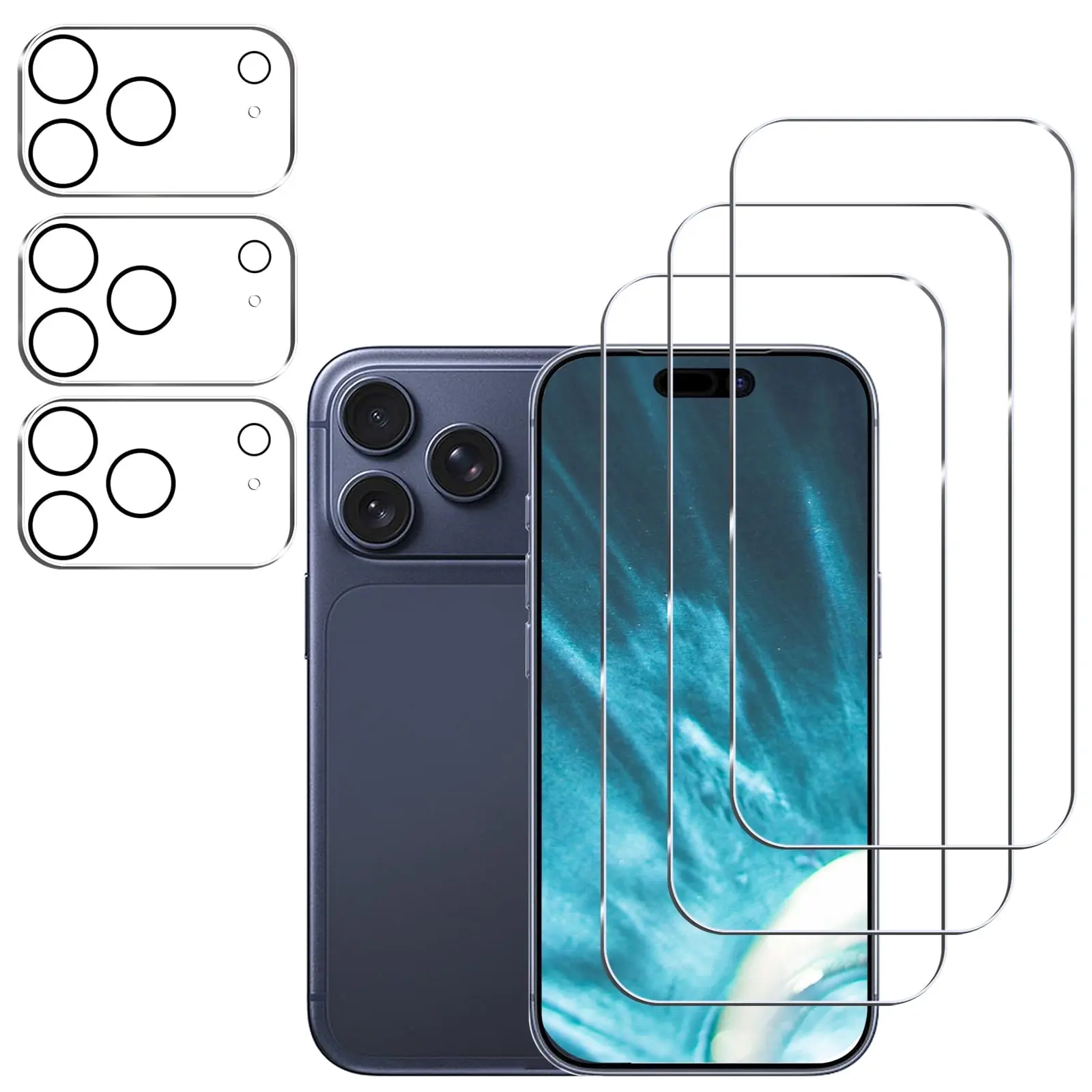 Gliansen for iPhone 17 Pro Screen Protector 6.9 inch 3 Pack + Camera Lens Protector 3 Pack, 9H Tempered Glass, HD, Easy Installation, Compatible With Sim Card Case