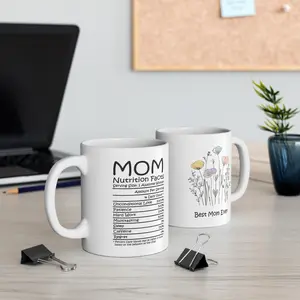 [MADE IN US] Best Mom Ever Mug for Mom, Mom Nutrition Facts, Mother Floral 11oz Mug, Gift for Mom, Mother's Day Mug