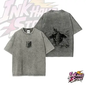 Founding Titan ErenYeager-Attack On Titan Anime Double--Short Sleeve Cotton Unisex Retro wash Tee