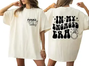 In My Engaged Era Shirt, Fiancé Shirt, Custom Future Mrs. Shirt, Engagement Gift for Her, Bridal Shower Gift T-Shirt Unisex Classic Collar