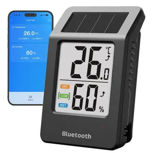 Thermometer ,  Thermometer with App Control, 200ft Coverage, Offline Storage, Trend Charts, Real-Time  for , Pet Cage, Indoor/Outdoor Use, Black, 1pack