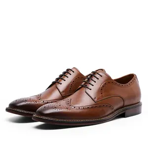 DESAI Lace-Up Brogue Oxfords leather shoes Men's Classic Formal Dress Shoes for Business /DS6737