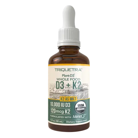 Organic Plant D3 + K2 - 10,000 iu D3 - All-Trans MK7 from MenaQ7 (120 mcg K2) - 100% Organic & Plant-Based Sublingual D3 Drops (Cholecalciferol) Healthcare Vitamin