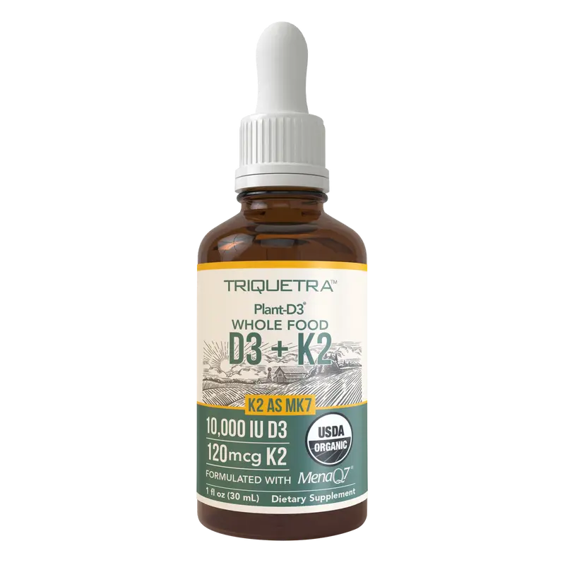 Organic Plant D3 + K2 - 10,000 iu D3 - All-Trans MK7 from MenaQ7 (120 mcg K2) - 100% Organic & Plant-Based Sublingual D3 Drops (Cholecalciferol) Healthcare Vitamin