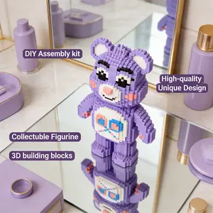 Creative Bear Print 3D Puzzle Building Blocks Decoration, Bookshelf Home Office Cabinet Decor, Party Living Room TV Stand Display