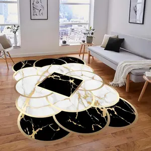 Marble Effect Living Room Carpet, Non-Slip Foldable Ultra Soft Fiber, Modern Design Home Decor Rug