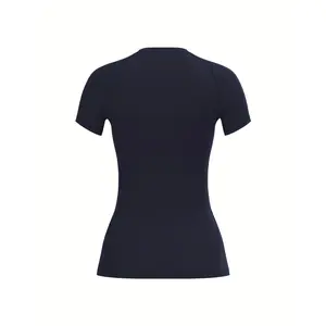 Ladies' Comfortable Compression Crew Neck Short Sleeve Polyester T-Shirt, Breathable Quick Dry, Solid Color, High Stretch Fabric, for Summer Running, Training