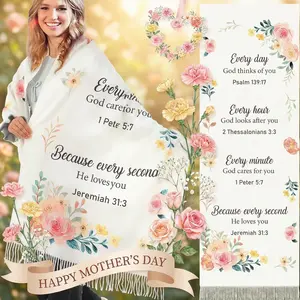 Mother's Day First Communion Prayer Shawl for Women with Floral Christian Large Size Prayer Scarf Religious Warm Prayer Scarves Baptism Confirmation Souvenir Teacher Mother Sunday School Fellowship Gifts Lap Scarf Church Teacher Appreciation Day