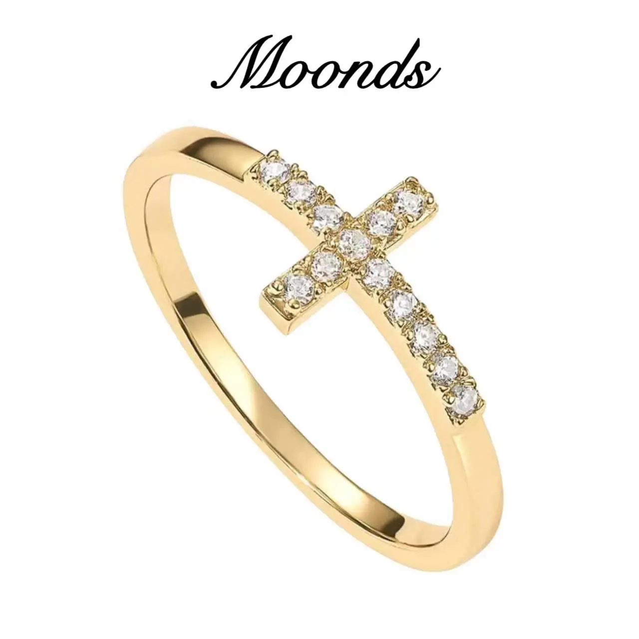 Cross ring, gold ring, diamond ring, fashionable simple ring, women's ring, women's jewelry, couple's gift