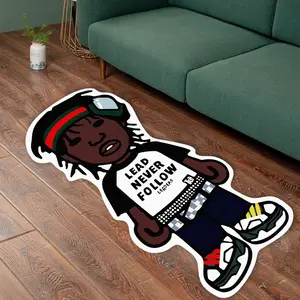 Unusual Shape Fun Creative Trendy Human Design Print Decorative Carpet, Fashion Cool Quirky Personal Fluffy Rug, Easy Care Mat for Living Room Bedroom Balcony, Decorative Area Rug, Bedroom Rugs