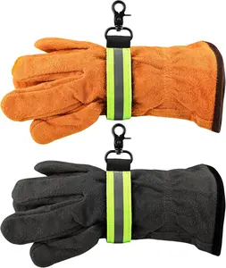 Firefighter Glove Strap, 2PCS Heavy Duty Firefighter Turnout Gear Glove Safety Holder Strap Accessories with Reflective Trim Buckle UIInosoo
