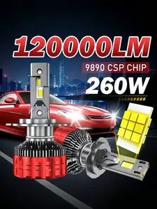 2pcs High Power LED Car Lights, H7/h4/h11/9005/hb3/hb4/hb5/h13/turbo Bulbs, Canbus Compatible, 6000k Light, 12V Automotive Lighting, Led Headlights Bulbs