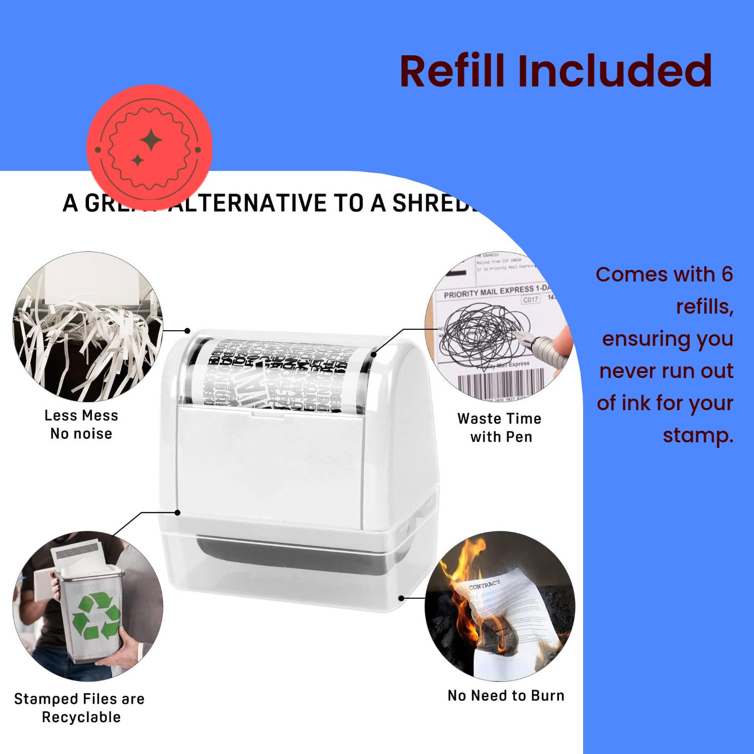 1pc Privacy Roller Stamp - Identity Theft Protection Security Seal - Express Package Address Eraser,  Multi-ColorsIdentity Theft Protection Roller Stamp Set - White (6 Refill Ink Incleded)