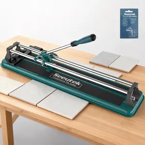 Manual Tile Cutter, 17 inch Professional Porcelain Ceramic Tile Cutter, Double Rails Design Tile Cutter Tool with Tungsten Carbide Cutting Wheel