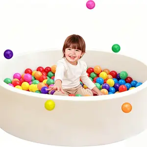 Toddler ball pit, 35.4 inches × 11.8 inches children's foam soft ball pit, baby toddler soft round ball pool, indoor and outdoor play fence, ideal gift for children, pink/apricot (balls not included)