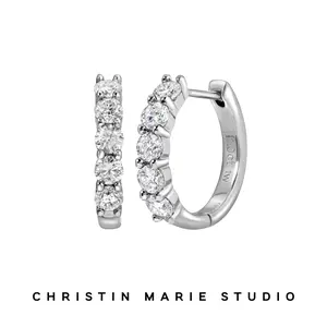 Moissanite Mini Hoop Earrings Silver