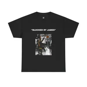Lebron James "Blocked By James" Graphic T-Shirt Casual Cotton