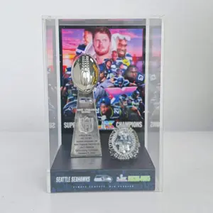 2020-2026 Seattle Football Championship Trophy Display Case Set Fan Collectible, Collectible Memorabilia