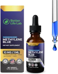 Methylene Blue Pharmaceutical Grade 99.99% with Dropper, USP Grade Quality Drops, No Formaldehyde, Made in USA (1% 50ml Bottle)