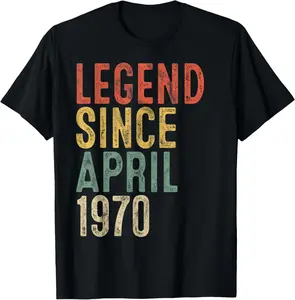 100% Cotton Legend 1970 55th Birthday Gifts for Men Women 55 Year Old T-Shirt
