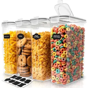 Cereal Containers Storage Set – 4 Pack 4L(135.2 oz) Airtight Food Storage Containers with Lids, BPA-Free Cereal Dispensers for Pantry Organization and Storage (Clear)