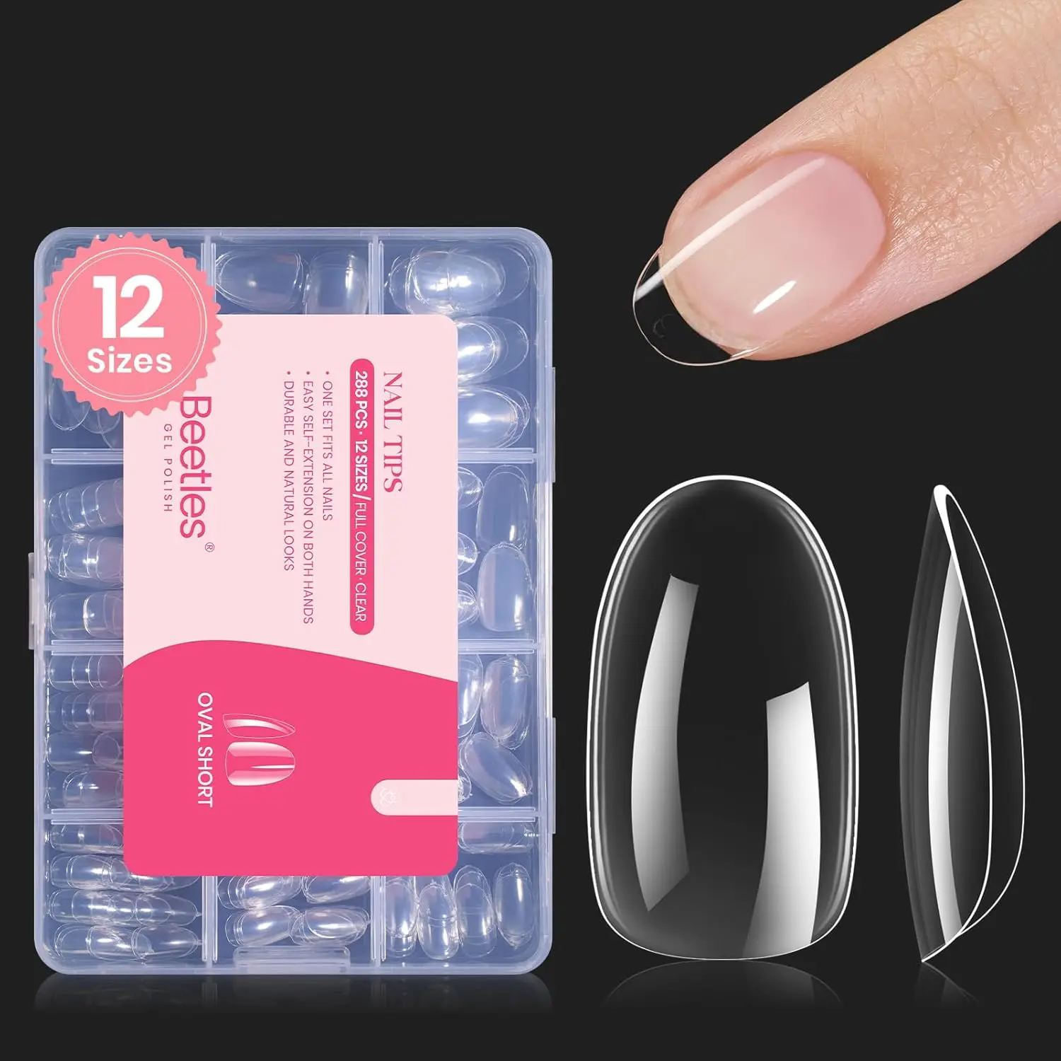 Short Oval Fake Nails 288Pcs