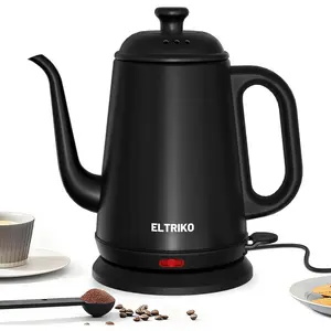 Gooseneck Electric Kettle 1L Water Boiler for Pour Over Coffee & Tea 1000W Fast Heating Stainless Steel with Auto Shut-Off Boil-Dry Protection BPA-Free Black