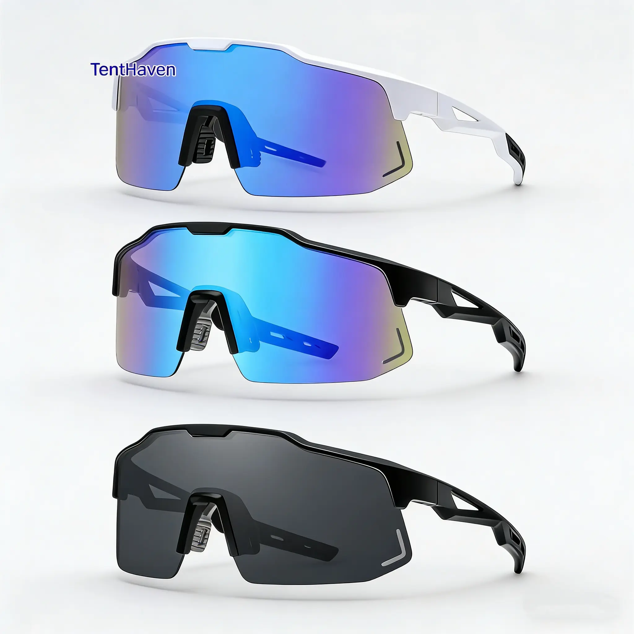Polarized Cycling Glasses for Men, 3-Pack Wraparound Sport Sunglasses with UV400 Sun Protection for Mountain Biking, Mountain Bike Glasses, Uv400 Shield, 3Pcs, Black Frame Black And Gray Sheet