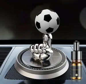 Solar Powered Rotating Soccer Ball Car Air Freshener - Waterless Aromatic Diffuser, Vehicle Decoration Essential Oil Diffuser - Gift for Football Fanatics & Drivers